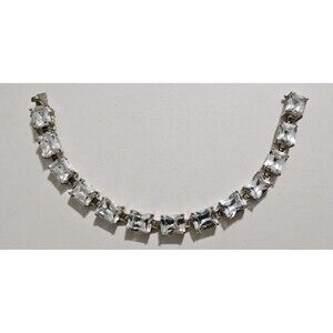 Cubic Zirconia Tennis Link Silver Bracelet